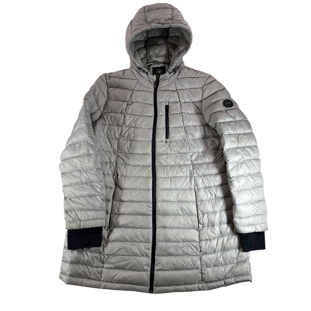 HALIFAX HXF Traders Gray Down Puffer Jacket Womens Small Quilted Full Zip XL